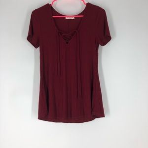 Ribbed V-neck Tee
